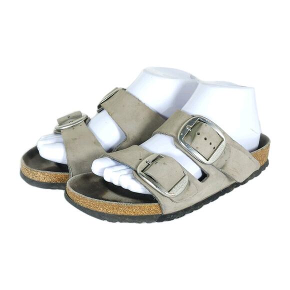 BIRKENSTOCK Women's Arizona Big Buckle US7 EU38 Gray Nubuck Slide Sandals Shoes - Picture 1 of 16
